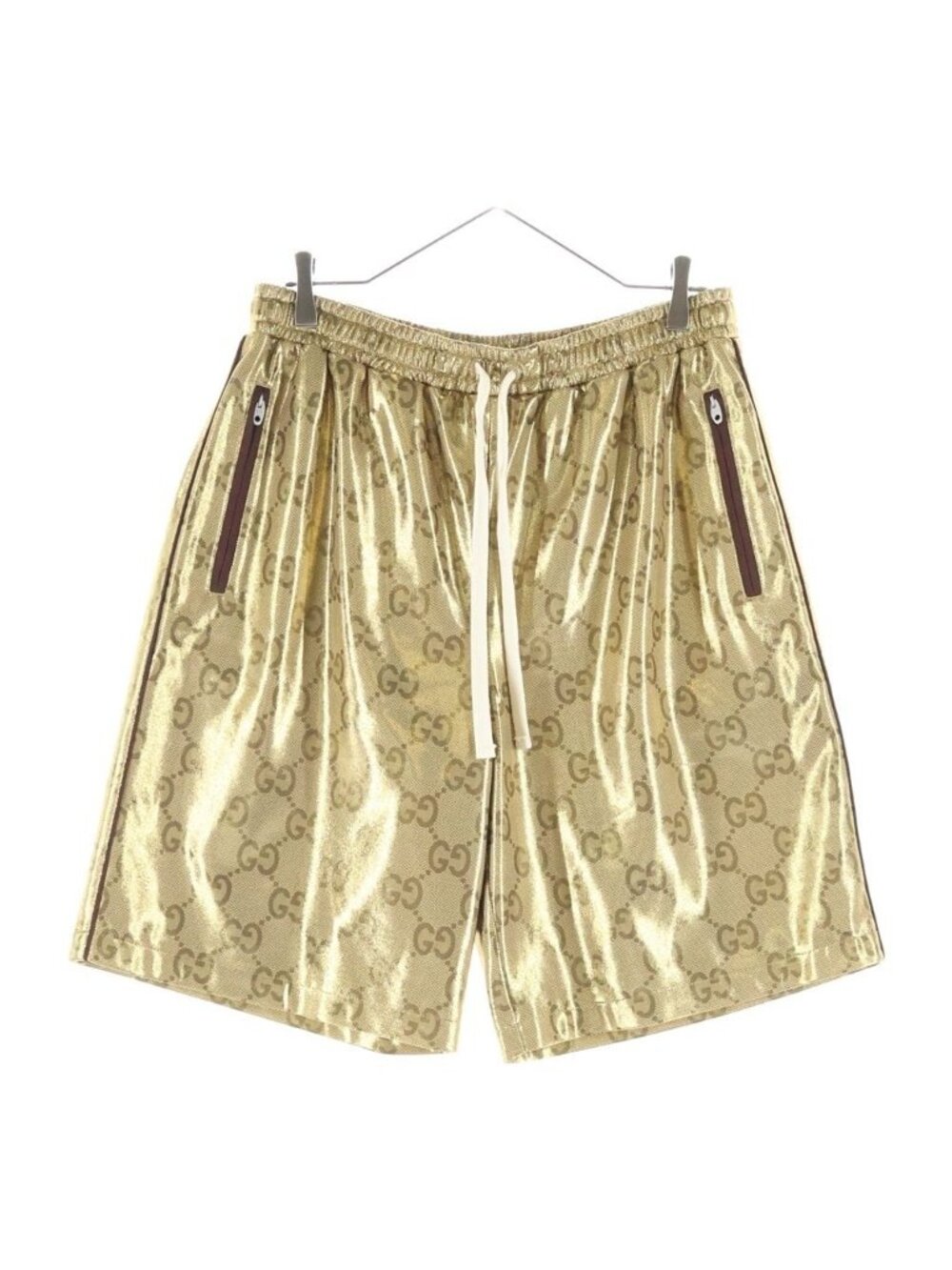 Gucci GG Technical Jersey Metallic Half Shorts Gold